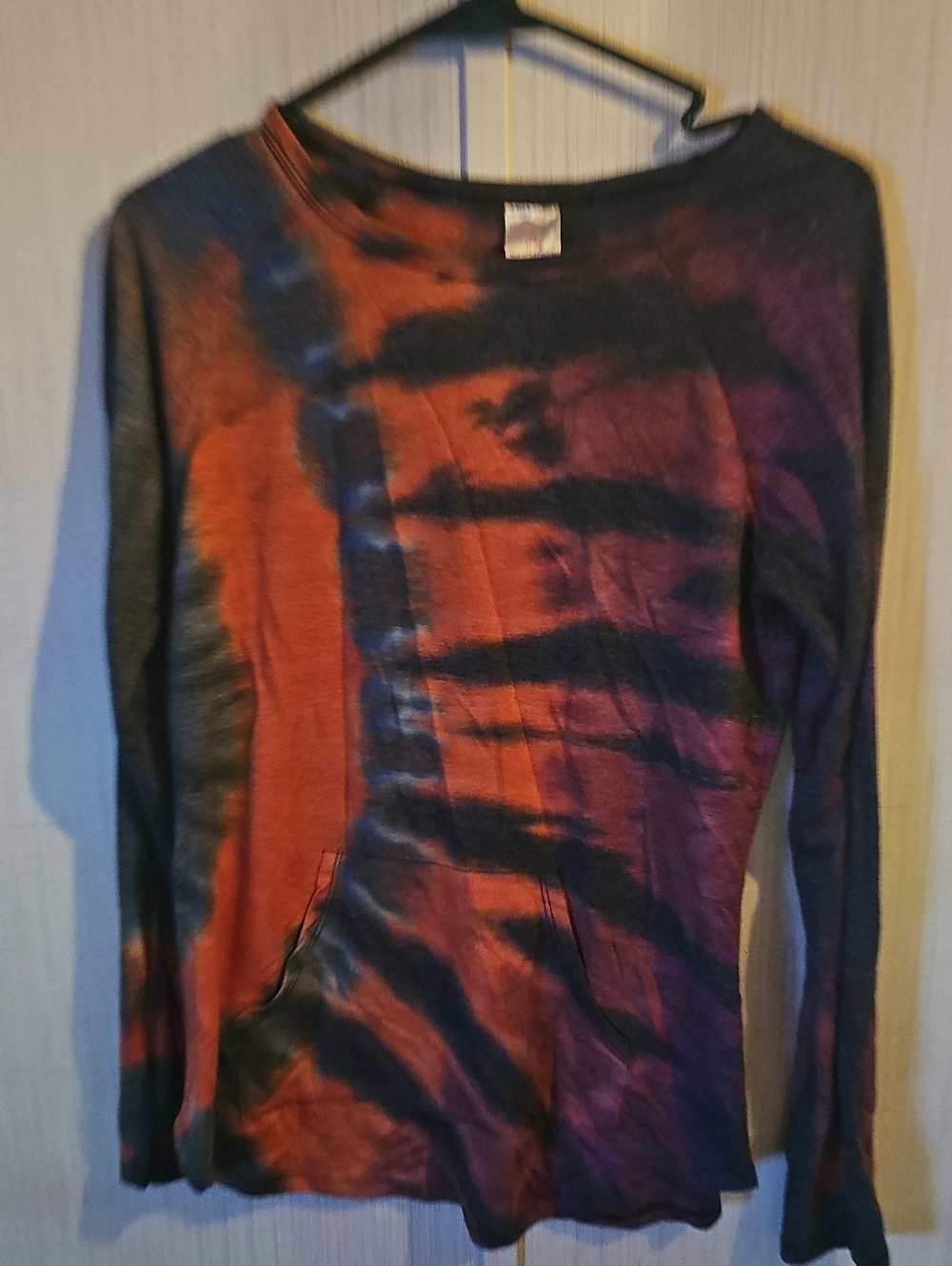No Boundaries Tie-Dye Long Sleeve Top - Red, Purple & Black